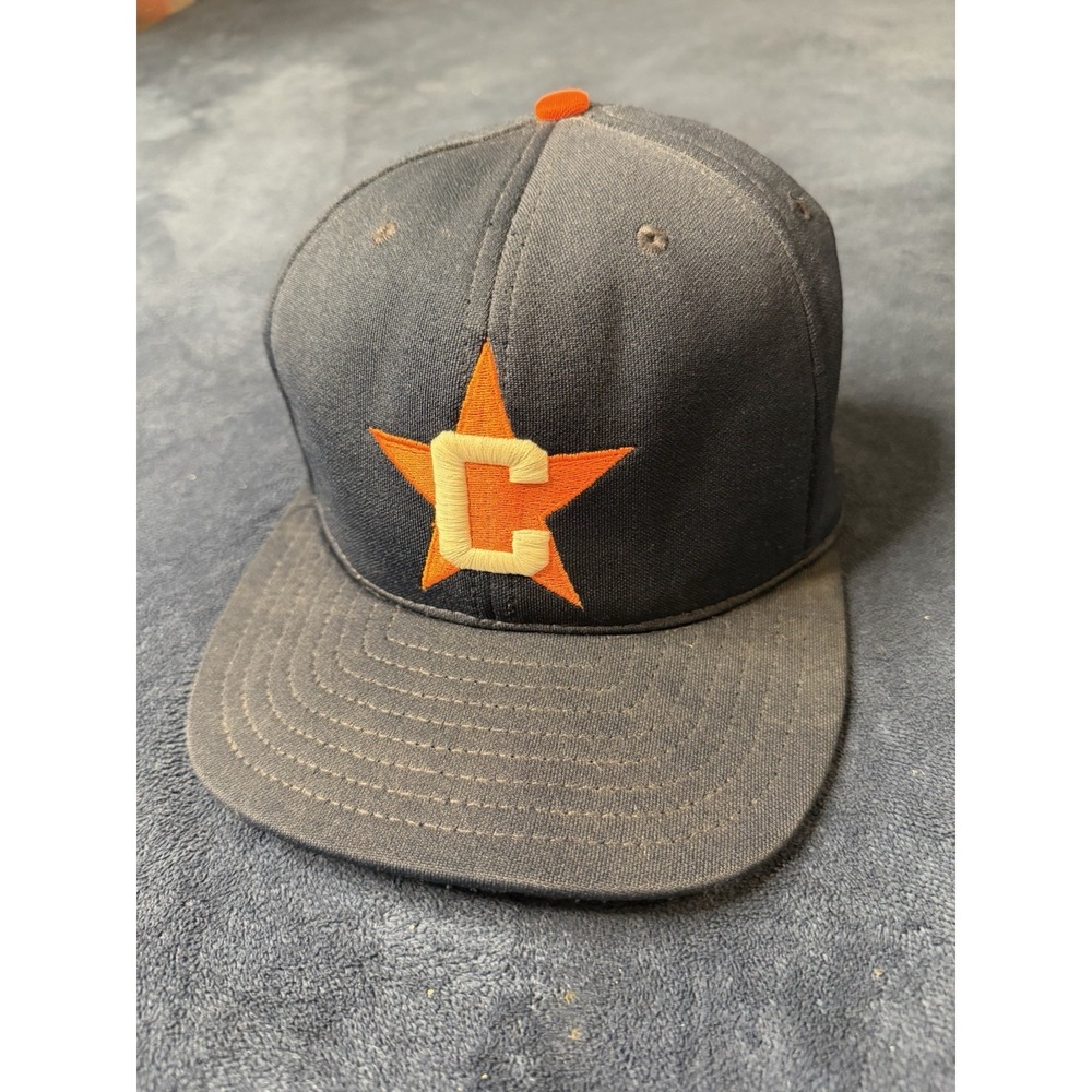 Mizuno Fitted Baseball Hat One Size Flex Fit Navy Orange Star Embroidered Cap